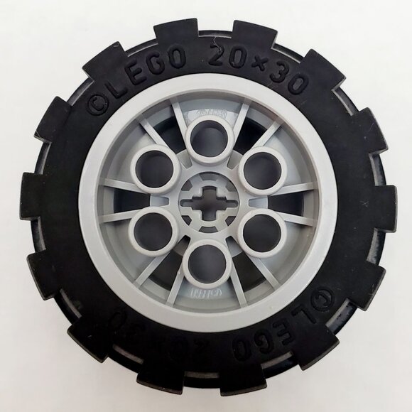 LEGO Technic 4 x Black Wheel Tires Gray Hub 20x30 Car Vehicle Part Lot 4267 4266 - Picture 3 of 7